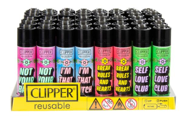 Clipper Feuerzeuge groß 48er Display Sprüche GIRLY SLOGAN #3